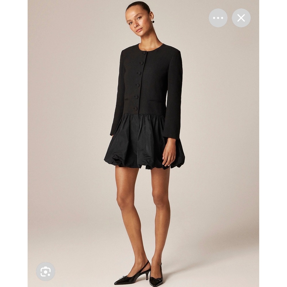 J.Crew Lady Jacket Mixy Dress Black Bubble Hem Long Sleeve NWT Size 8 CP179 - Picture 8 of 8